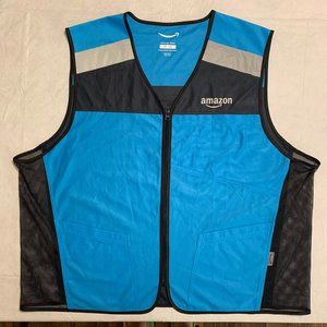 Amazon Blue Reflective Vest Delivery Employee Uniform Mens 4XL / 5XL AFV01U
